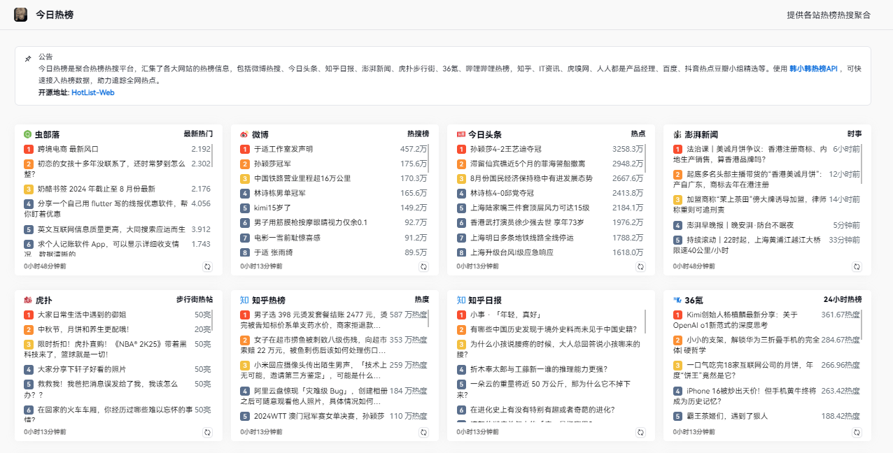 图片[1]-HotList Web 今日热榜：聚合热榜热搜平台 汇聚全网热点-IT黑科技