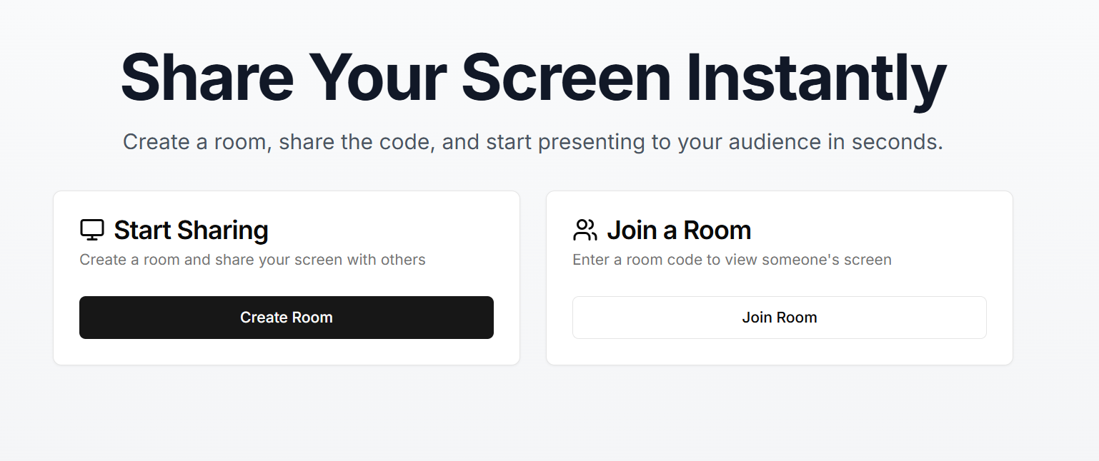 免费实时屏幕共享工具 无需下载或注册:Screen Sharing Application