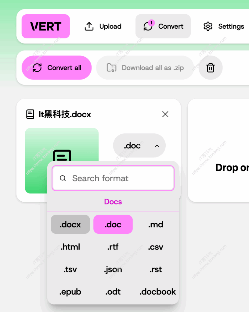 VERT - 免费开源在线文件格式转换工具 图片格式转换 文档格式转换 word转markdown word转html