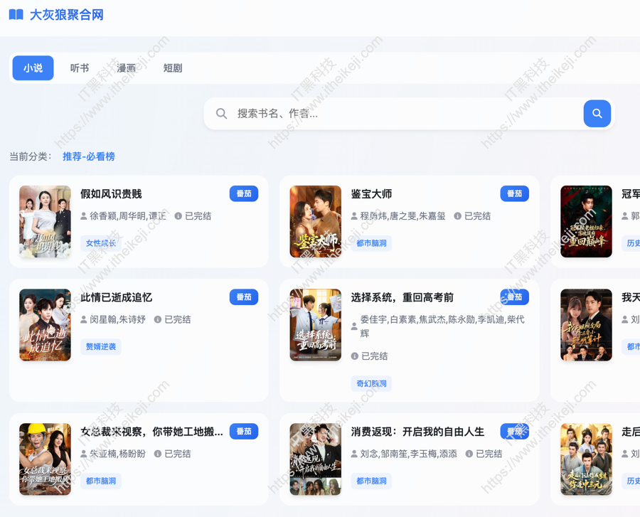 大灰狼聚合网 - 在线小说、听书、漫画、短剧资源搜索与下载平台
