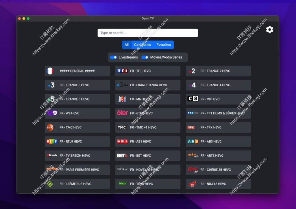 Open TV - 免费IPTV电视直播应用 支持windows_mac 可导入直播源