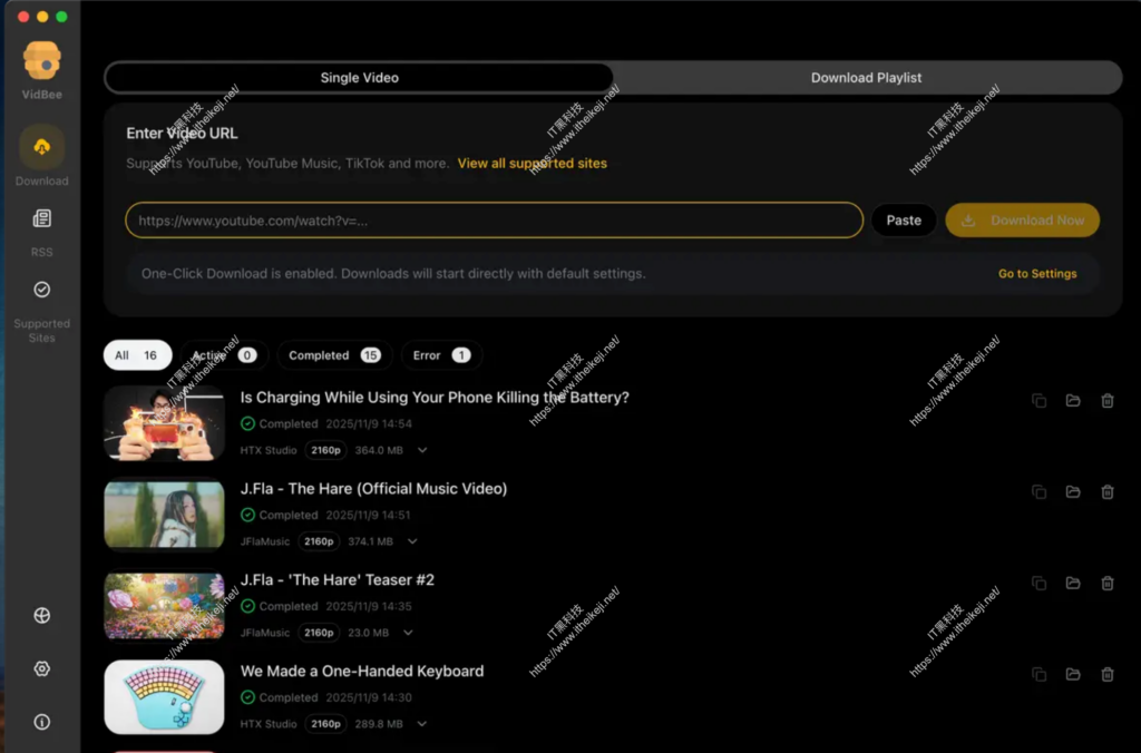 VidBee - 免费开源视频下载器 youtube视频下载_X视频下载_tiktok视频下载_B站视频下载