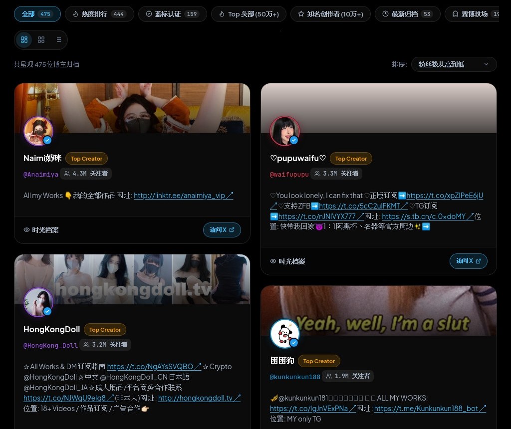 女菩萨 - X (Twitter) 成人 18+ NSFW 博主精选列表排行榜